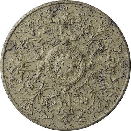Ekena Millwork Versailles Ceiling Medallion (Fits Canopies up to 3 1/4"), 33"OD x 1 3/4"P, Castle Stone Crackle CM33VECSC